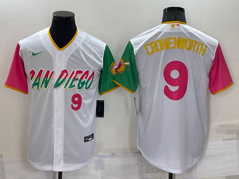 Men San Diego Padres 9 Cronenworth White City Edition Game Nike 2022 MLB Jerseys